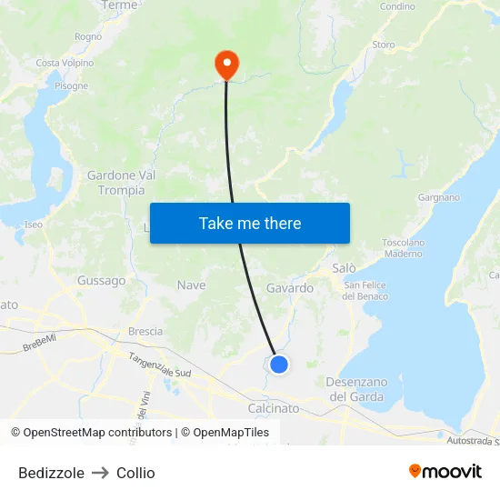 Bedizzole to Collio map