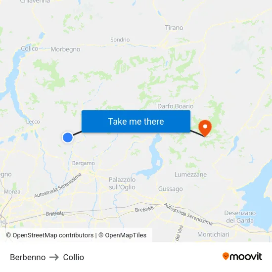 Berbenno to Collio map