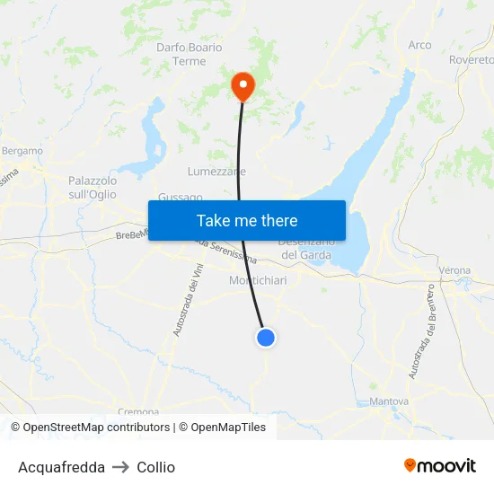 Acquafredda to Collio map