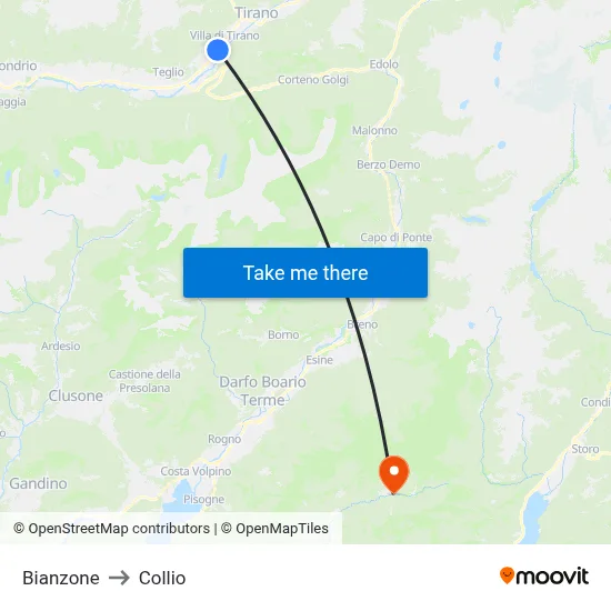 Bianzone to Collio map