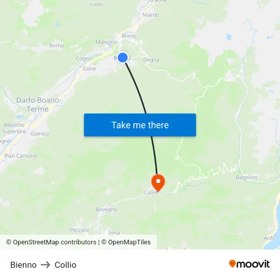 Bienno to Collio map