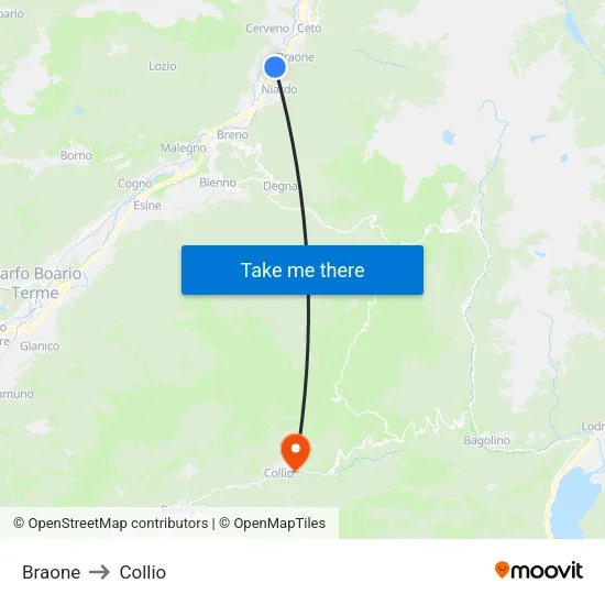 Braone to Collio map