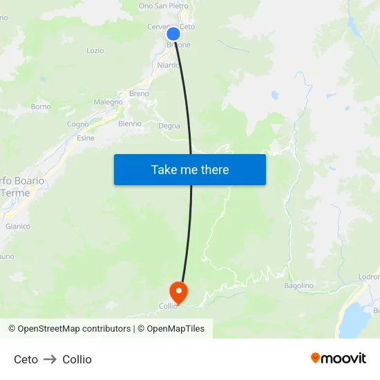 Ceto to Collio map