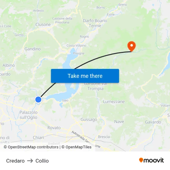 Credaro to Collio map