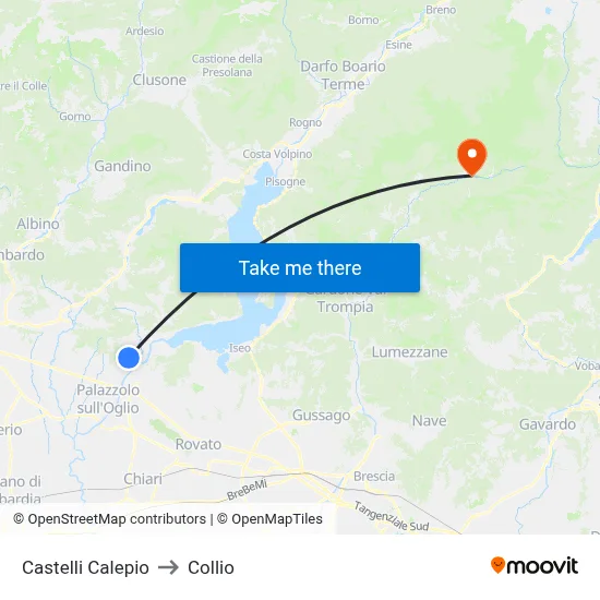 Castelli Calepio to Collio map