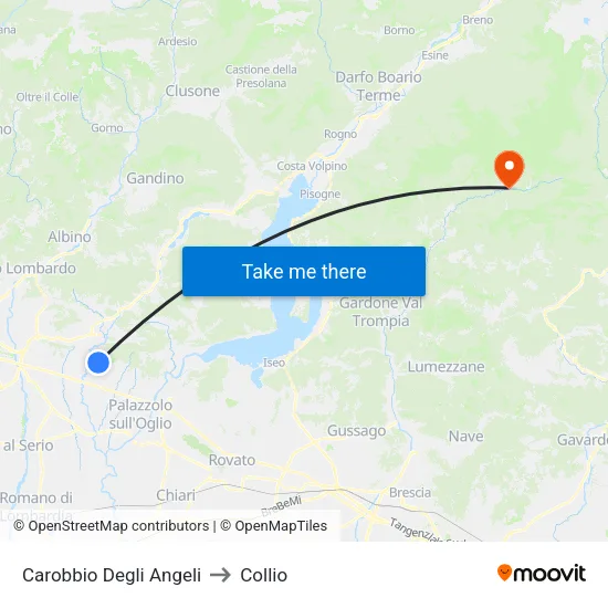 Carobbio Degli Angeli to Collio map