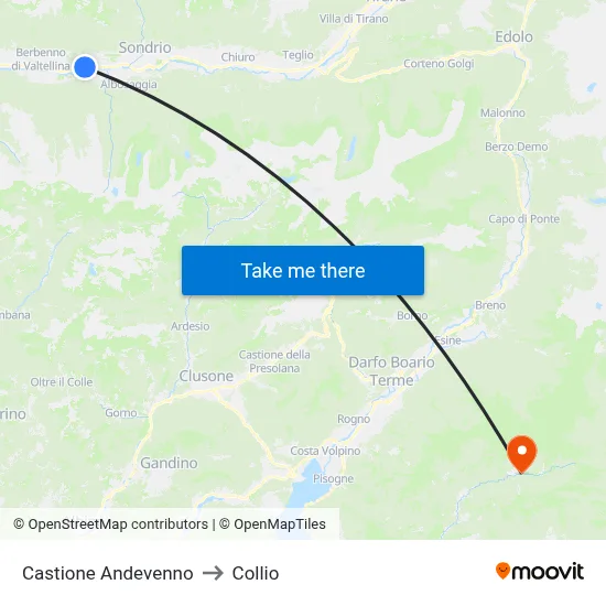 Castione Andevenno to Collio map