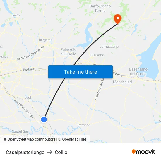 Casalpusterlengo to Collio map