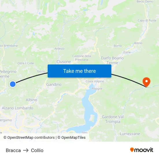 Bracca to Collio map