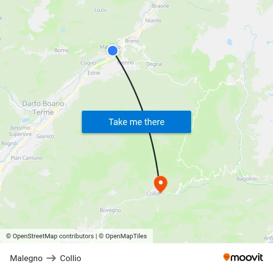 Malegno to Collio map