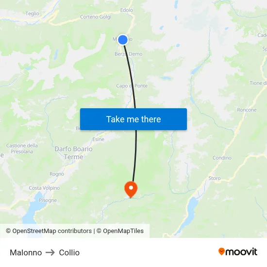 Malonno to Collio map