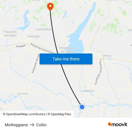 Motteggiana to Collio map