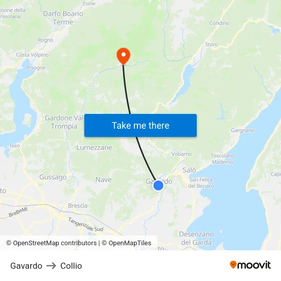 Gavardo to Collio map