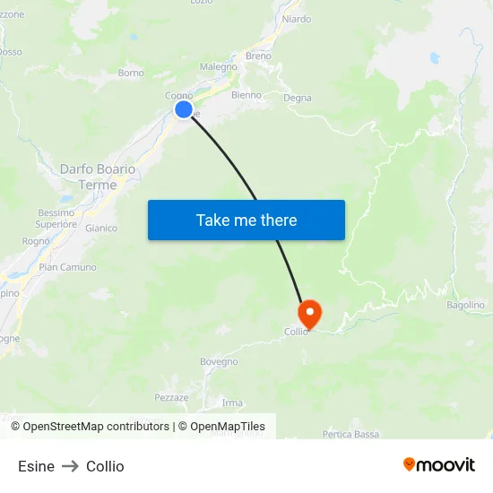 Esine to Collio map