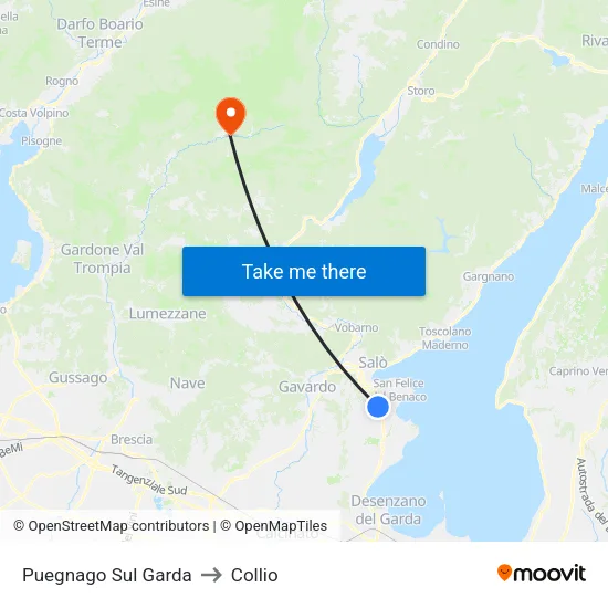 Puegnago sul Garda to Collio map