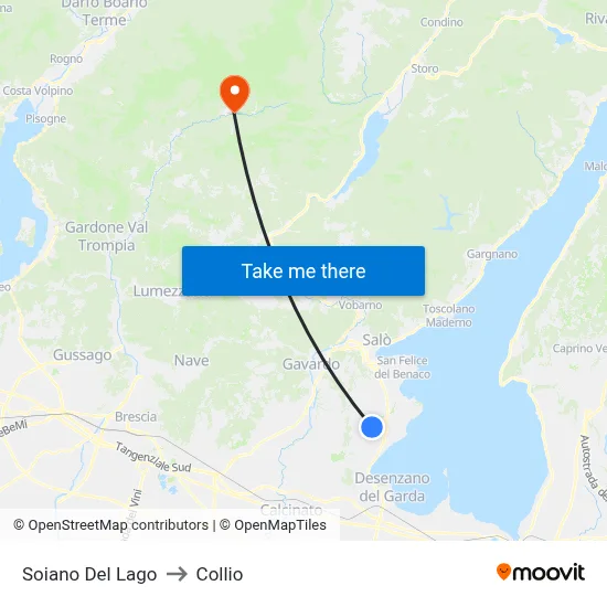 Soiano Del Lago to Collio map