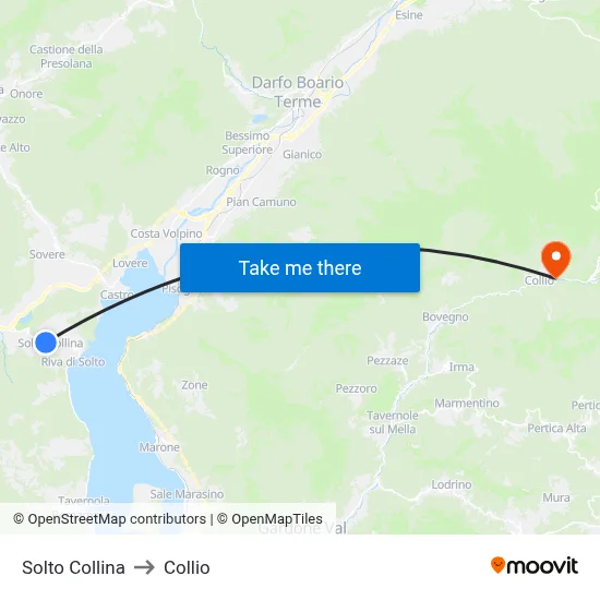Solto Collina to Collio map
