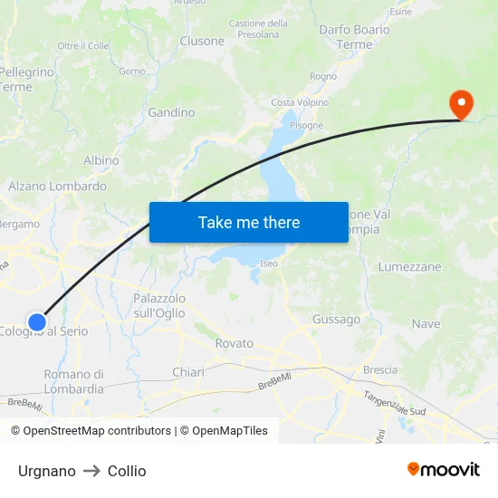 Urgnano to Collio map