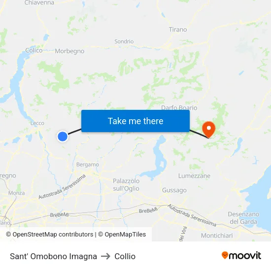 Sant' Omobono Imagna to Collio map