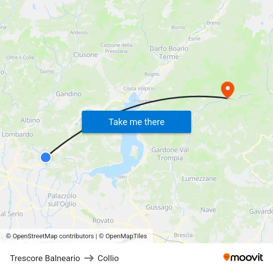 Trescore Balneario to Collio map