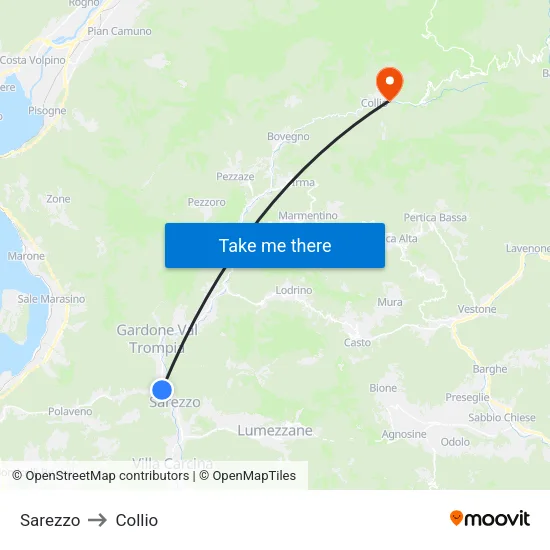 Sarezzo to Collio map