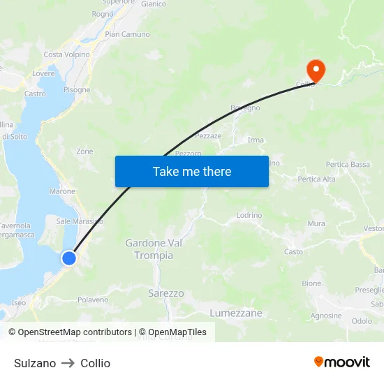 Sulzano to Collio map