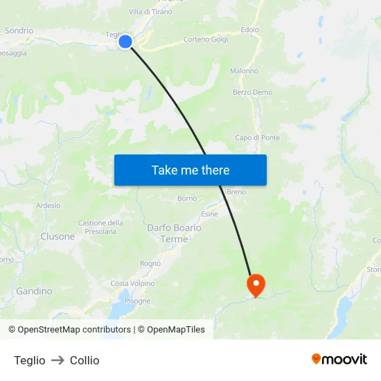 Teglio to Collio map