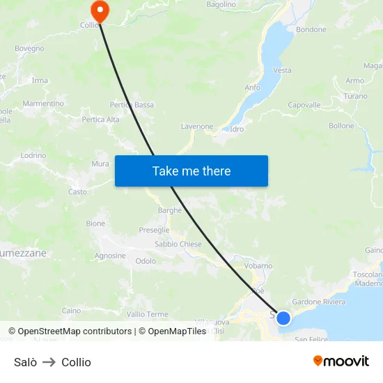 Salò to Collio map