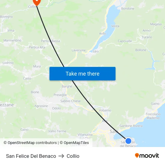 San Felice Del Benaco to Collio map