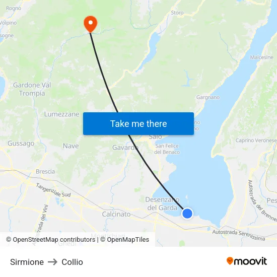 Sirmione to Collio map