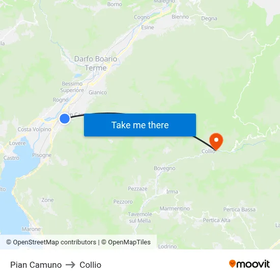 Pian Camuno to Collio map