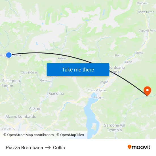 Piazza Brembana to Collio map