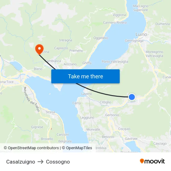 Casalzuigno to Cossogno map