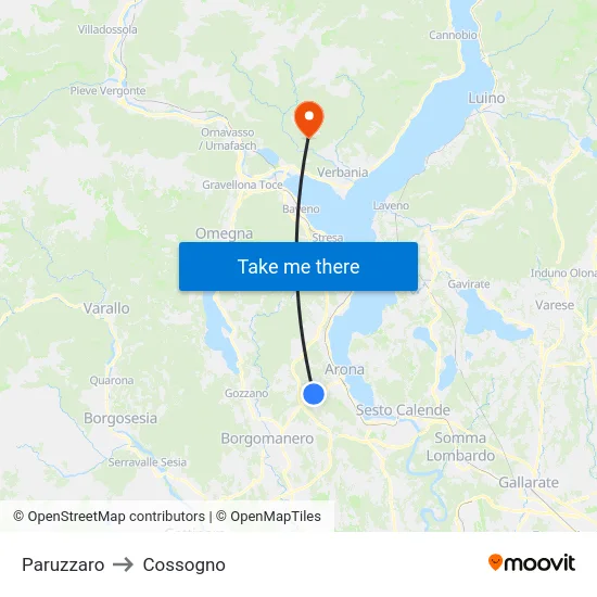 Paruzzaro to Cossogno map