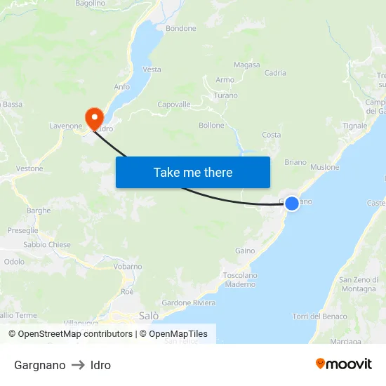 Gargnano to Hydro map