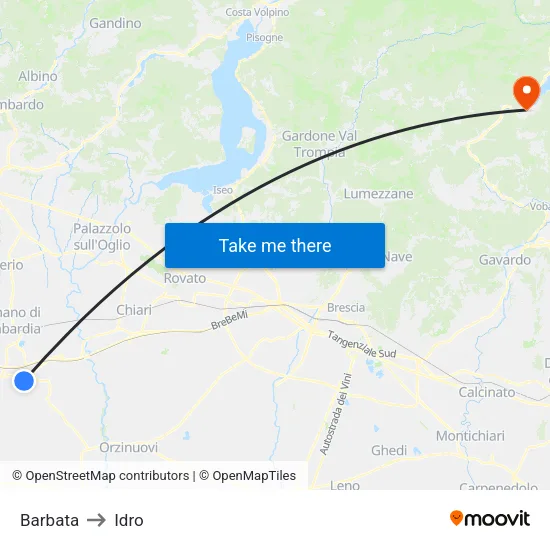 Barbata to Hydro map
