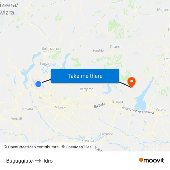 Buguggiate to Hydro map