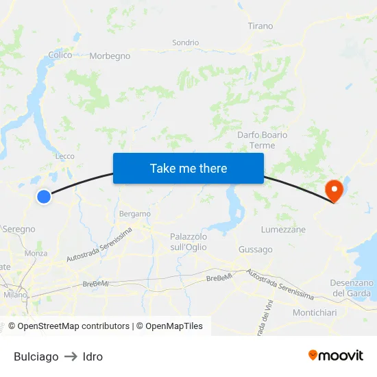 Bulciago to Hydro map