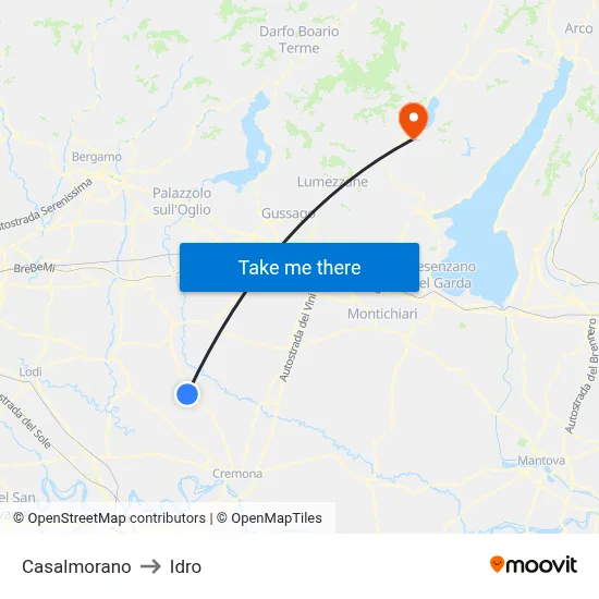 Casalmorano to Hydro map