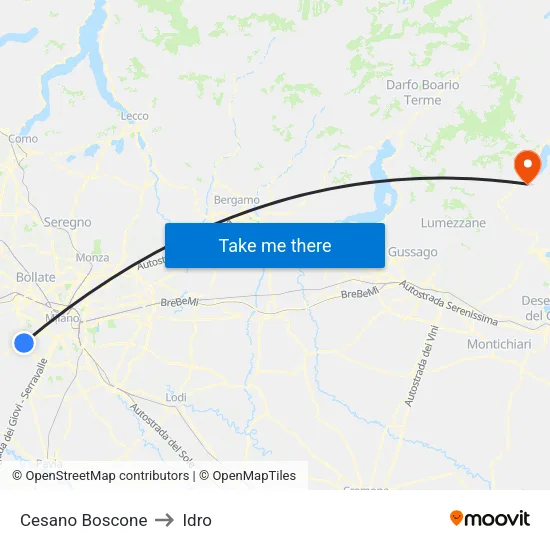 Cesano Boscone to Hydro map