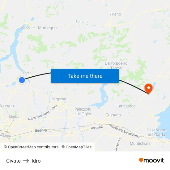 Civate to Hydro map