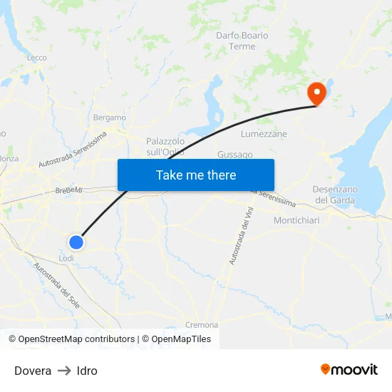 Dovera to Idro map
