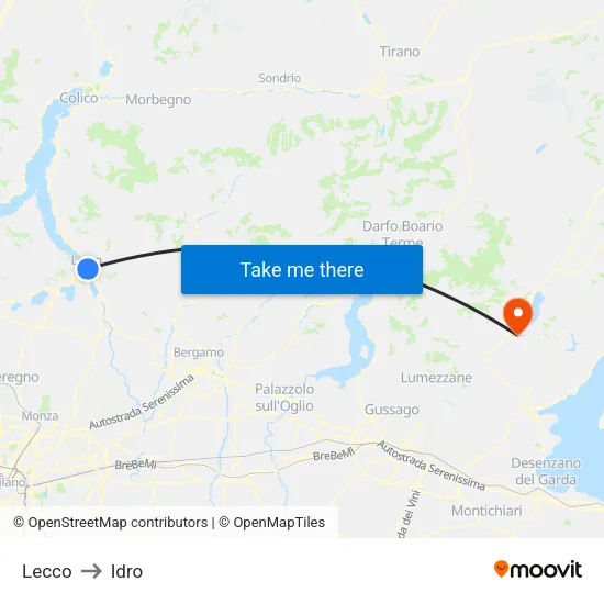 Lecco to Hydro map