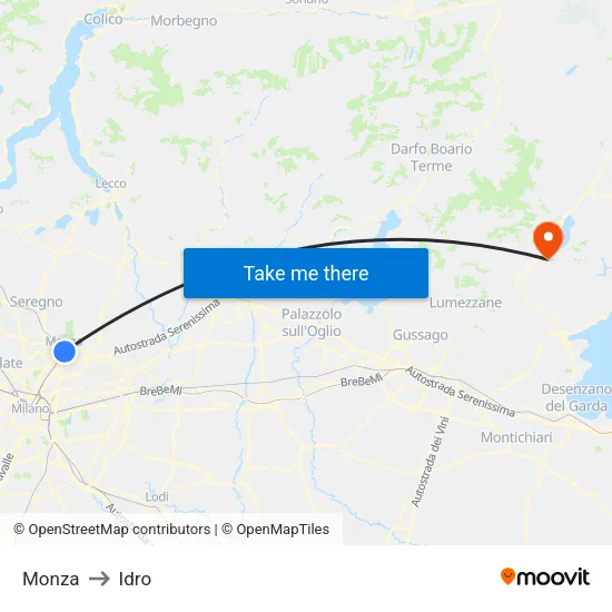 Monza to Hydro map