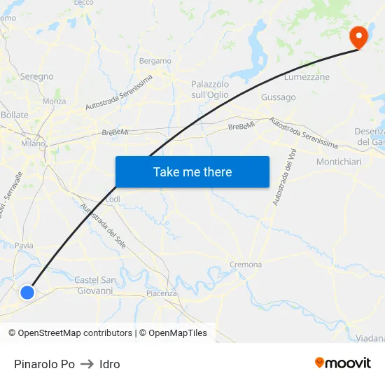 Pinarolo Po to Hydro map