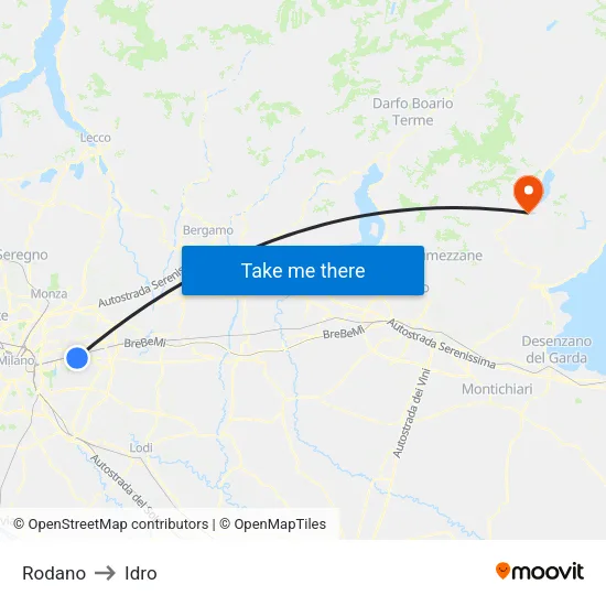 Rodano to Idro map