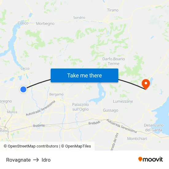 Rovagnate to Hydro map