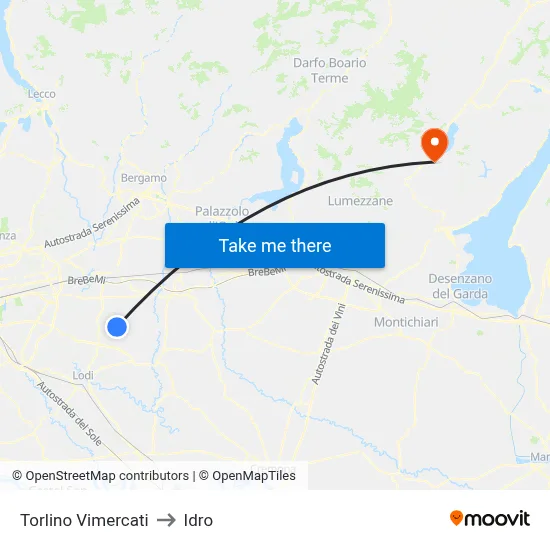 Torlino Vimercati to Idro map