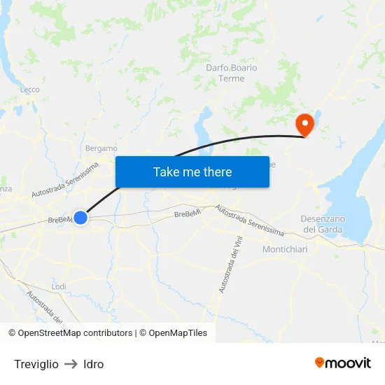 Treviglio to Hydro map