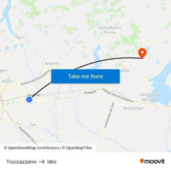 Truccazzano to Idro map